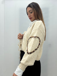 Cardigan Cuore Maculato Panna