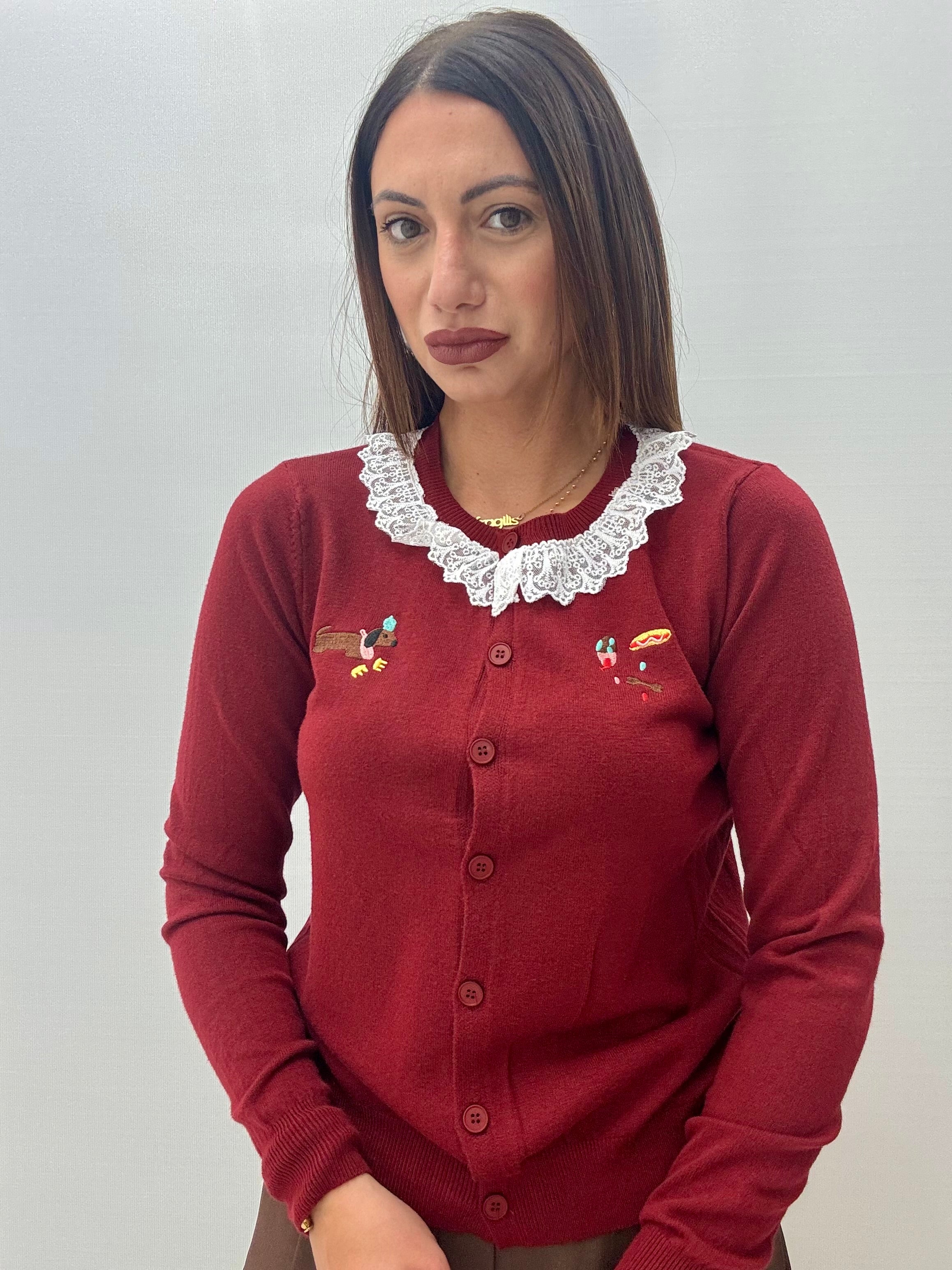 Cardigan Bassotto Bordeaux