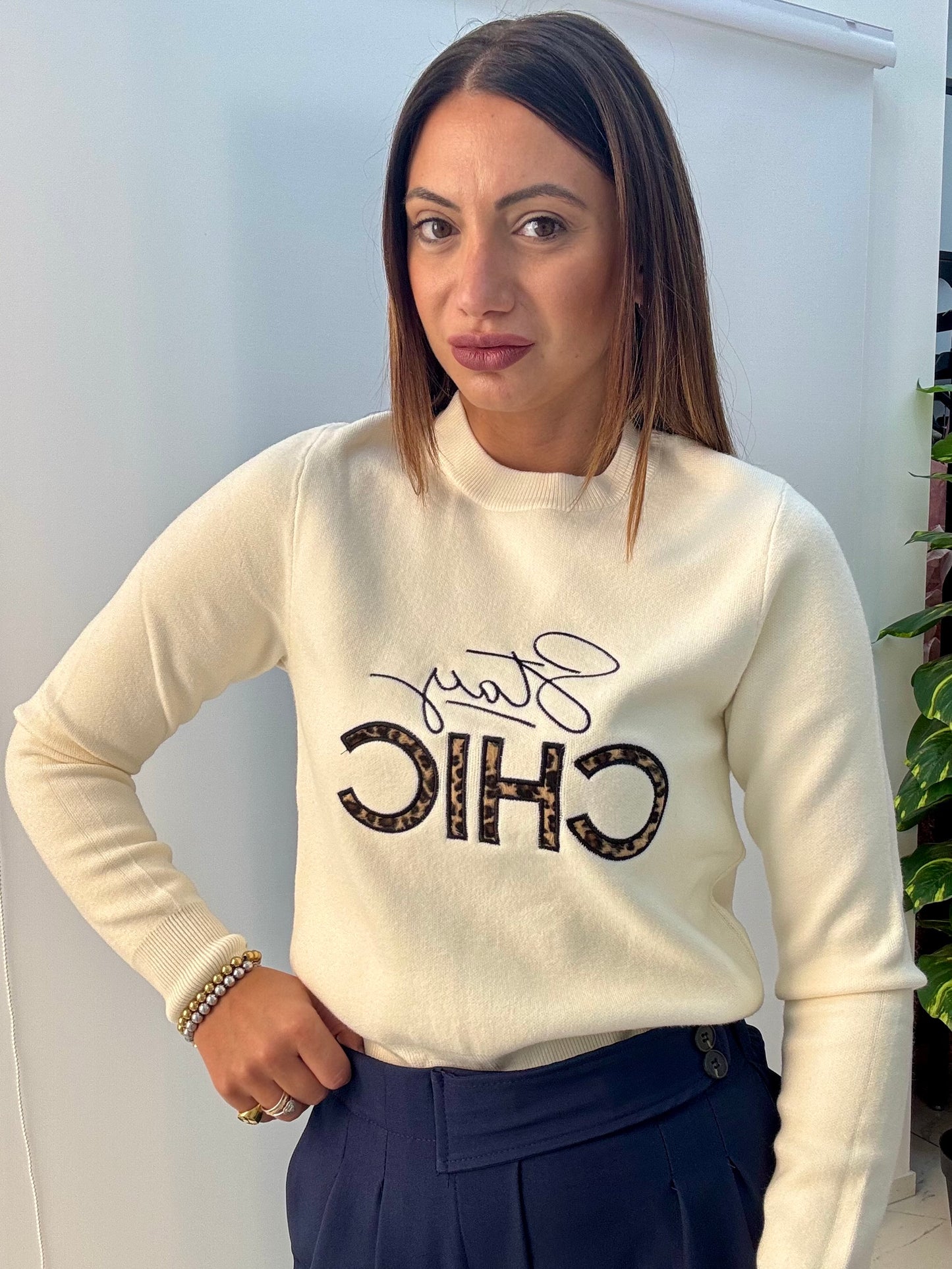 Maglia Stay Chic Panna