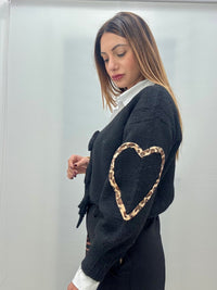 Cardigan Cuore Maculato Nero