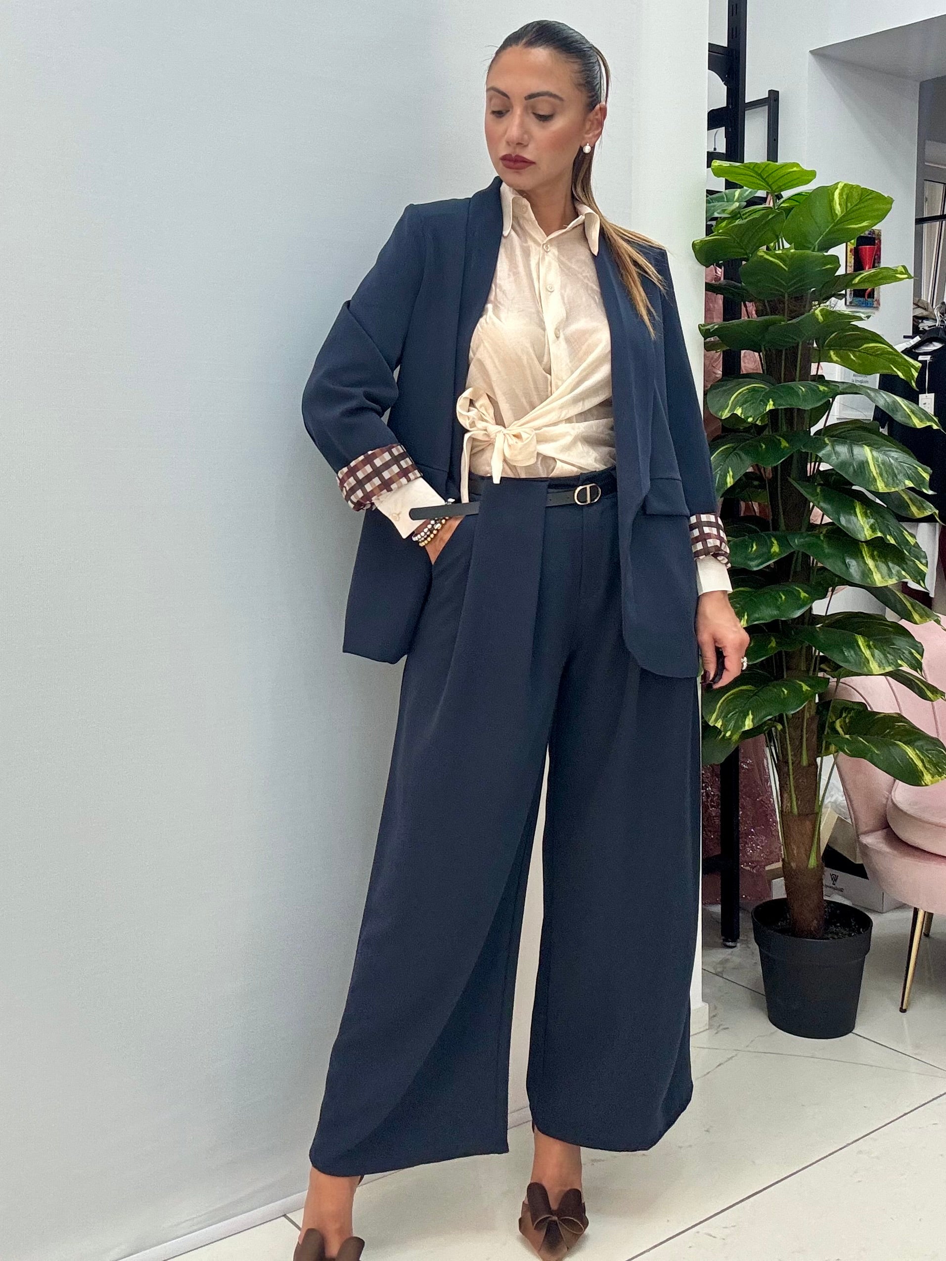 Tailleur Quadretti Blu