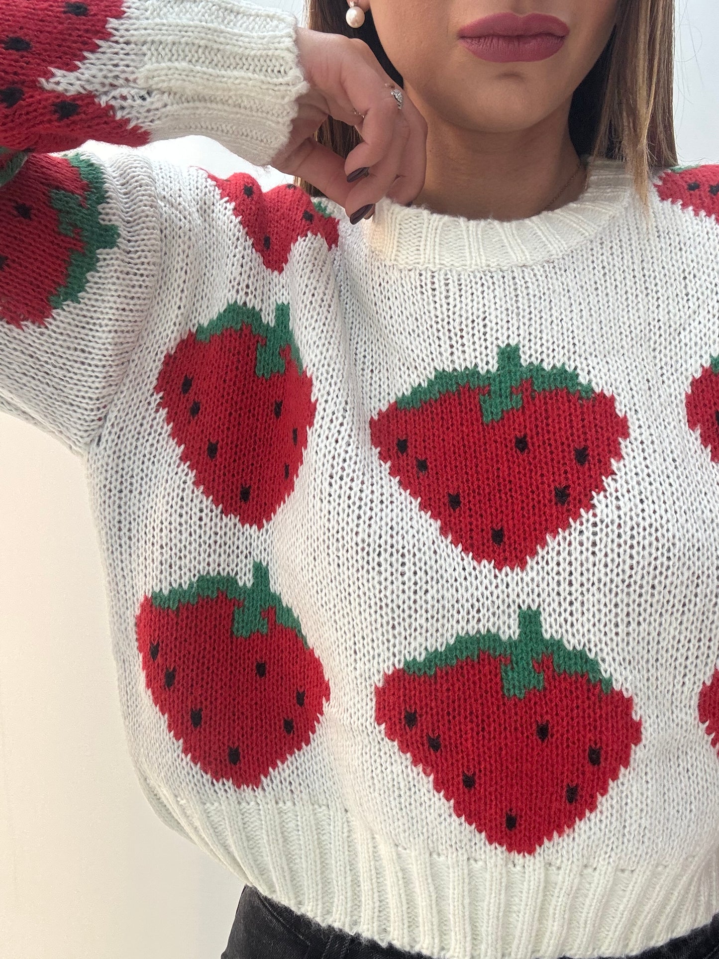 Maglione Fragola Bianco