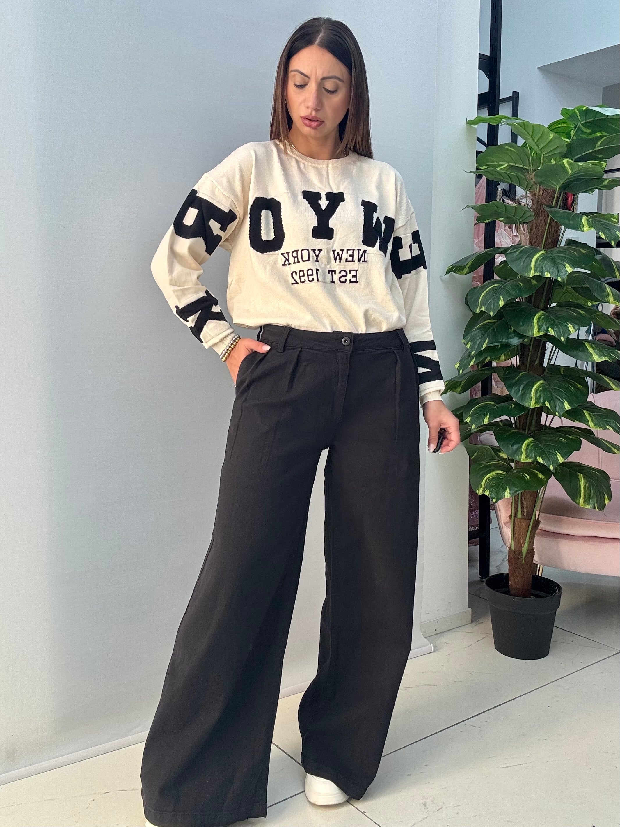 Jeans Wide Leg Black