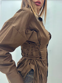 Camicia Stringhe Marrone