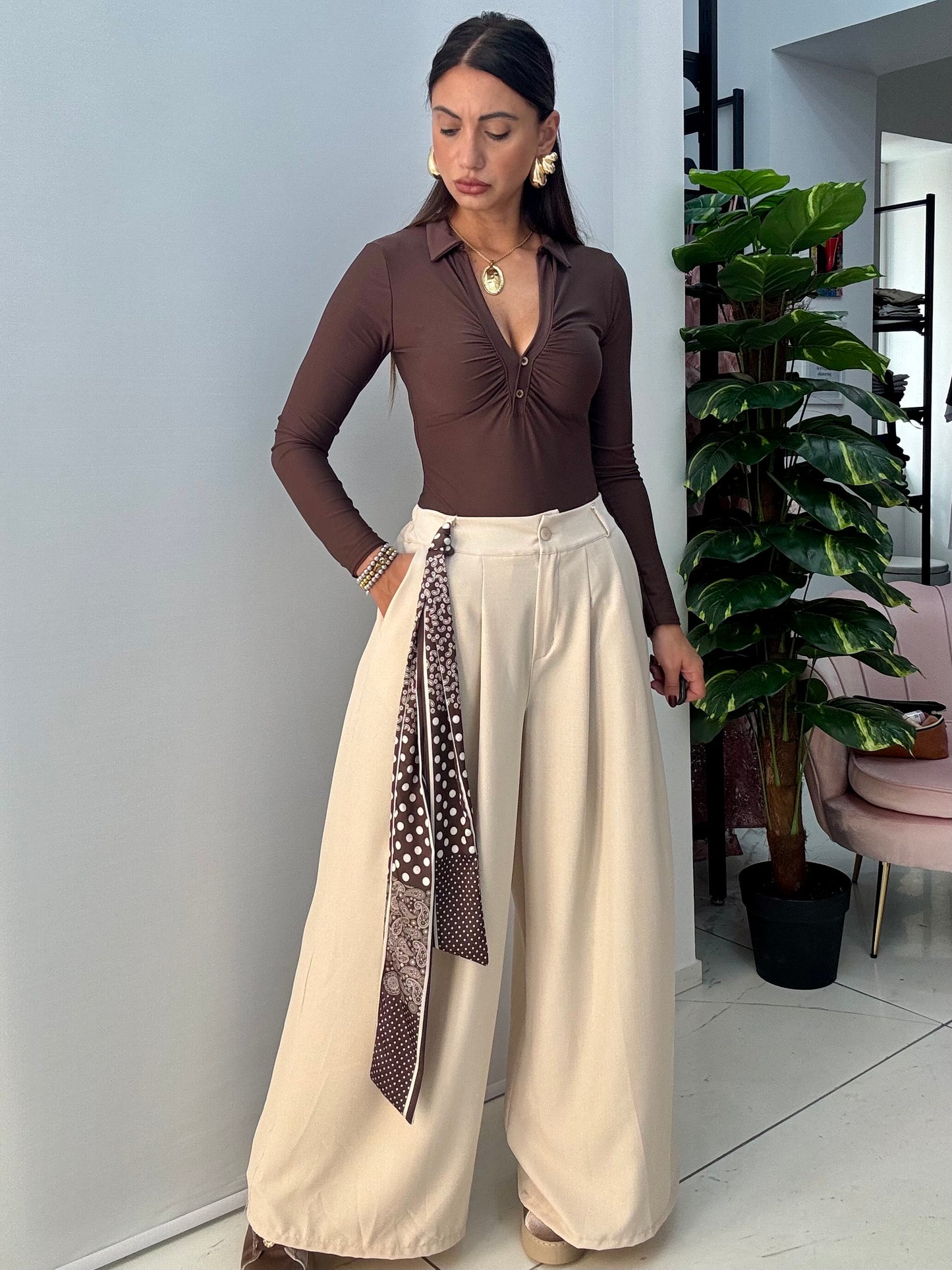 Pantalone Foulard Panna