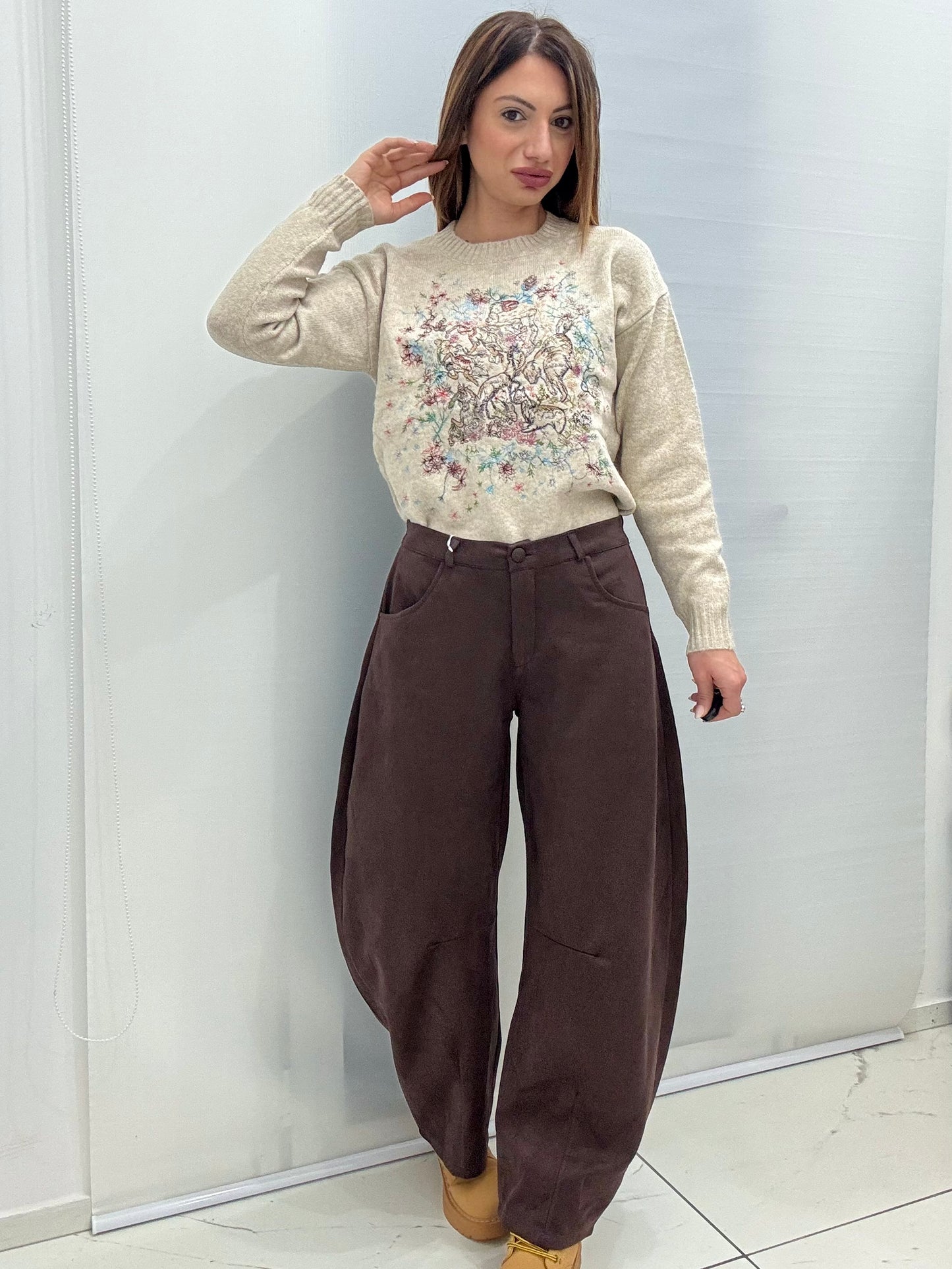 Pantalone Ballon Daino Marrone