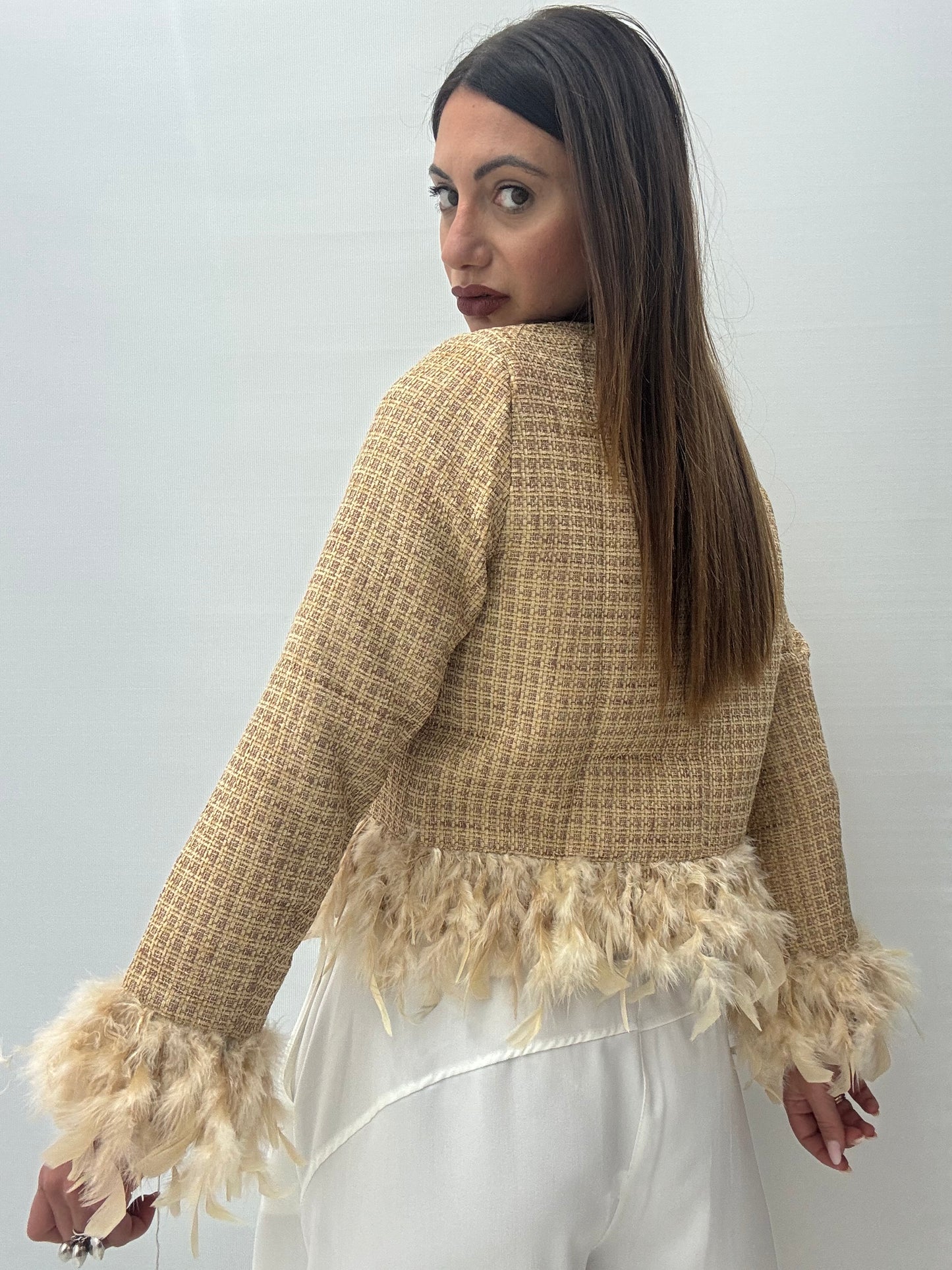 Giacca Piume Beige