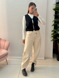 Jeans Ballon Asimmetrico Panna