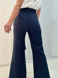 Pantalone Zampa Gessato Jewels Blu