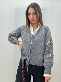 Cardigan Cuore Maculato Grogio