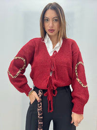 Cardigan Cuore Maculato Bordeaux