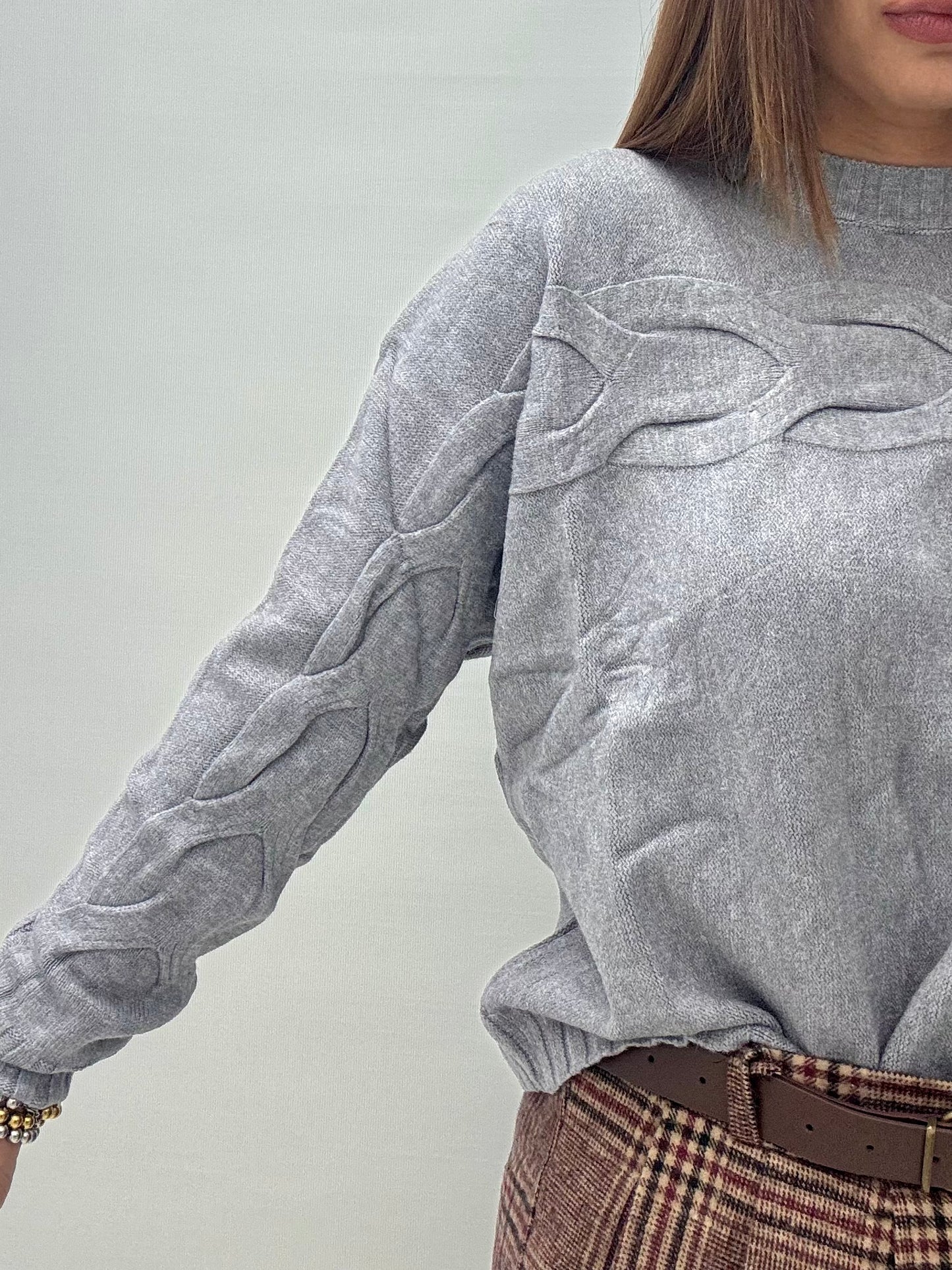 Maglione Treccia Grigio