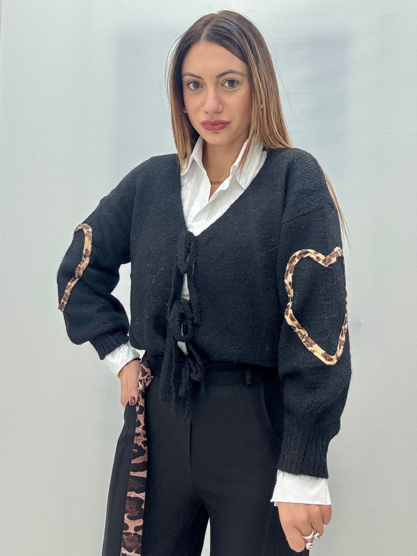 Cardigan Cuore Maculato Nero