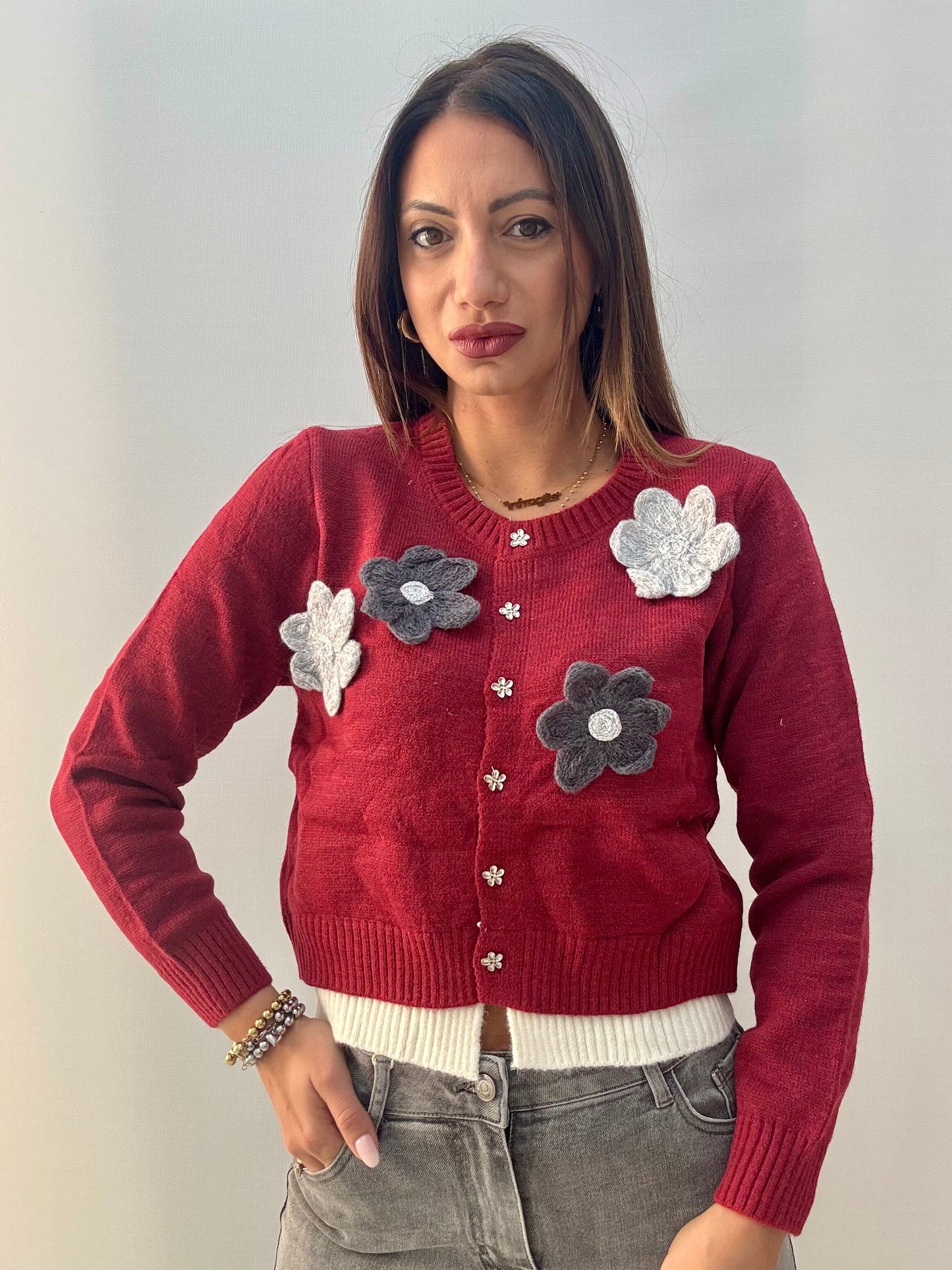 Cardigan Margherita Bordeaux