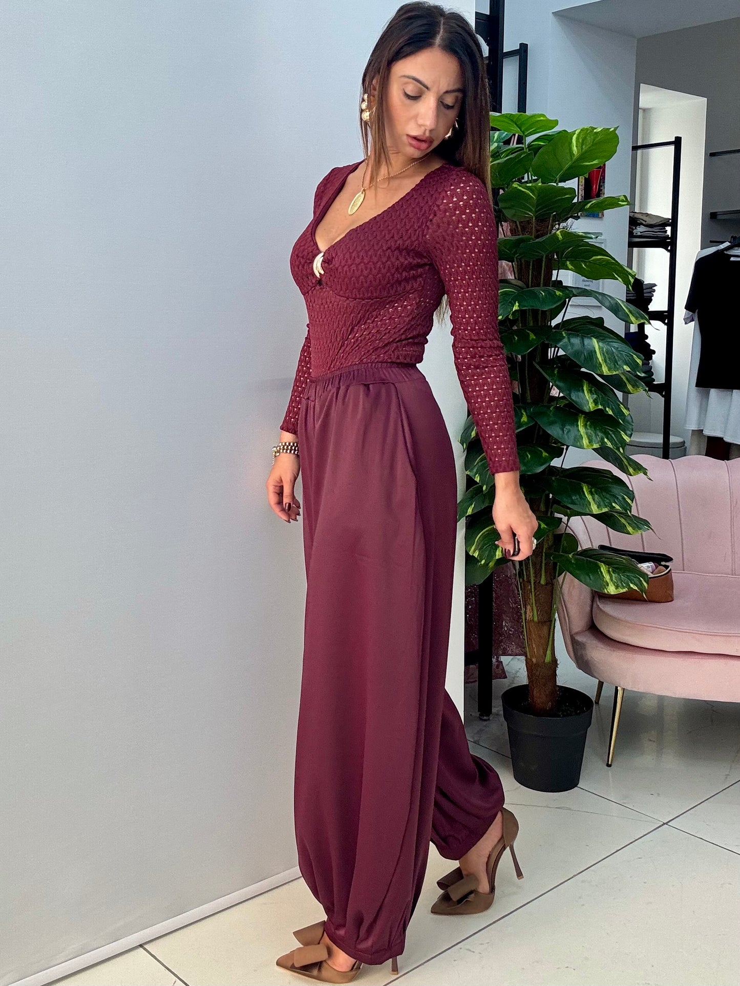 Pantalone Denise Bordeaux