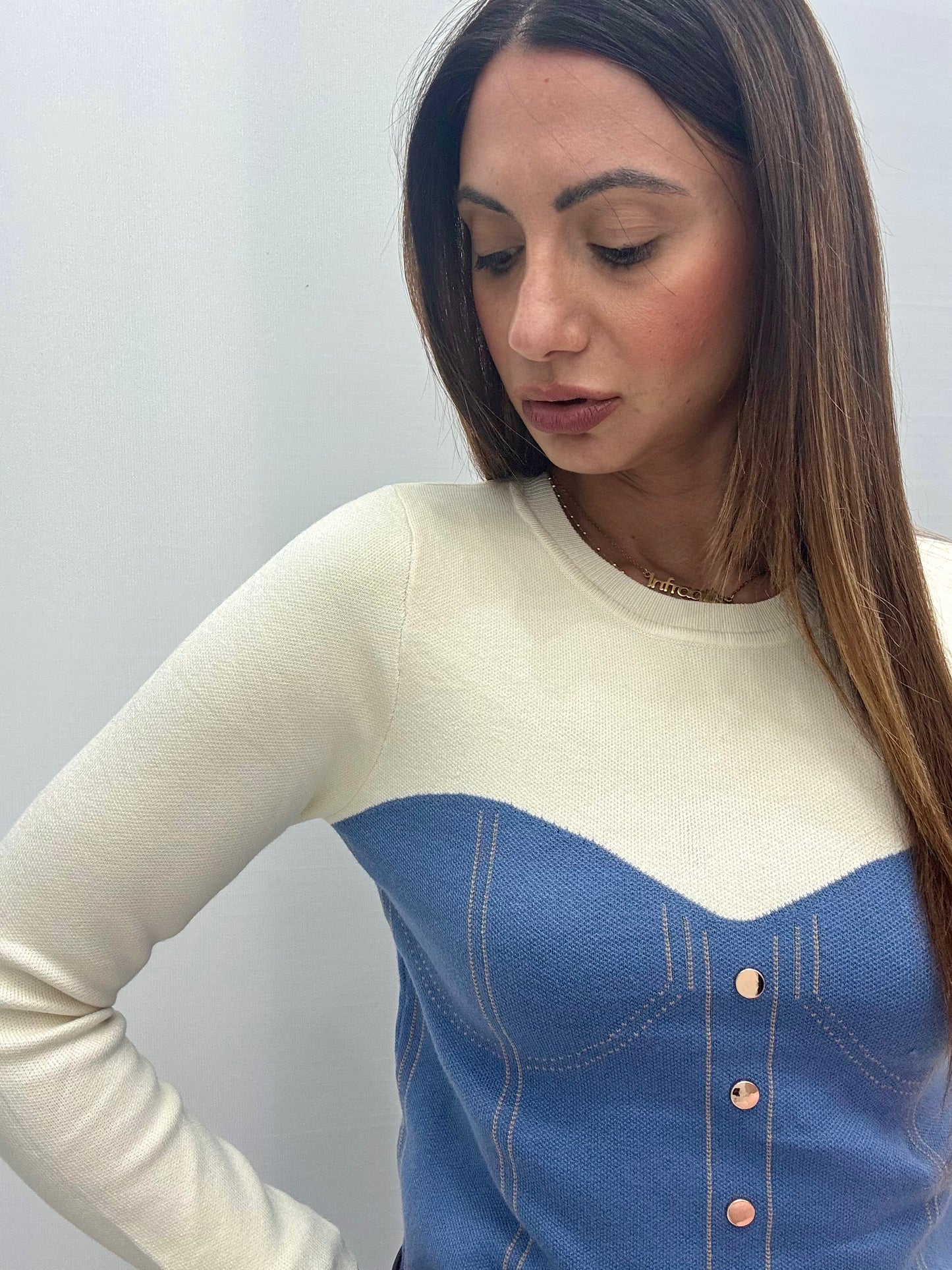 Maglia Corsetto Fake Crema